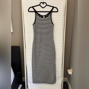 Old Navy Black and White Striped Midi Dress